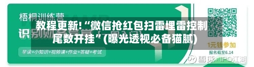 教程更新!“微信抢红包扫雷埋雷控制尾数开挂”(曝光透视必备猫腻)-第2张图片