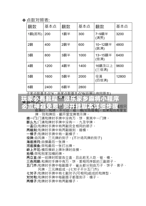 玩家必看教程“ 微乐家乡麻将小程序必赢神器免费	”附开挂脚本详细步骤-第2张图片