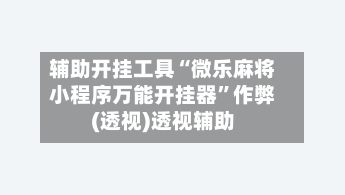 辅助开挂工具“微乐麻将小程序万能开挂器	”作弊(透视)透视辅助-第2张图片