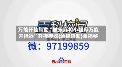 万能开挂辅助“微乐麻将小程序万能开挂器	”开挂神器{透视辅助}全揭秘-第3张图片