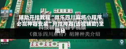 辅助开挂教程“微乐四川麻将小程序必赢神器安装”开挂神器{透视辅助}全揭秘-第3张图片